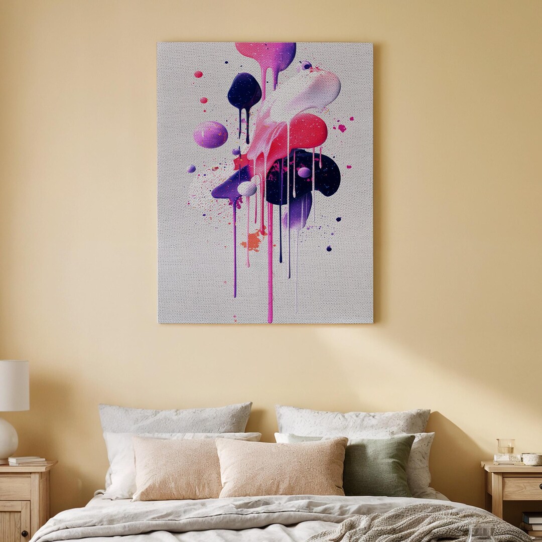Curated visual reference: Abstract Paint Splash Canvas Art Colorful Drips And Splashes Vibrant Photo Inspiration