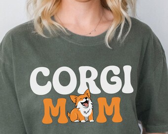 Corgi Mom Shirt, Unisex Comfort Colors® Tee, Gift For Corgi Lovers, Vintage Dog TShirt, Cute Corgi Mom Gift, Dog Lover Shirt