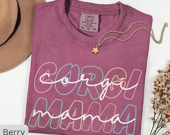 Corgi Mama Shirt, Unisex Comfort Colors® Tee, Gift For Corgi Lovers, Vintage Dogs TShirt, Cute Corgi Mom Gift, Minimalist Corgi Shirt
