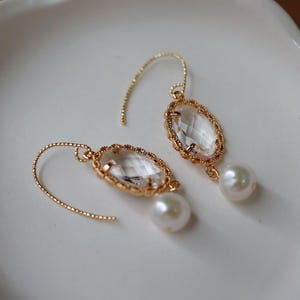 Aretes de Gota de Perla de Agua Dulce, Aretes Largos de Encaje Estilo Victoriano, Joyería Delicada Vintage, Regalo de Boda para Ella