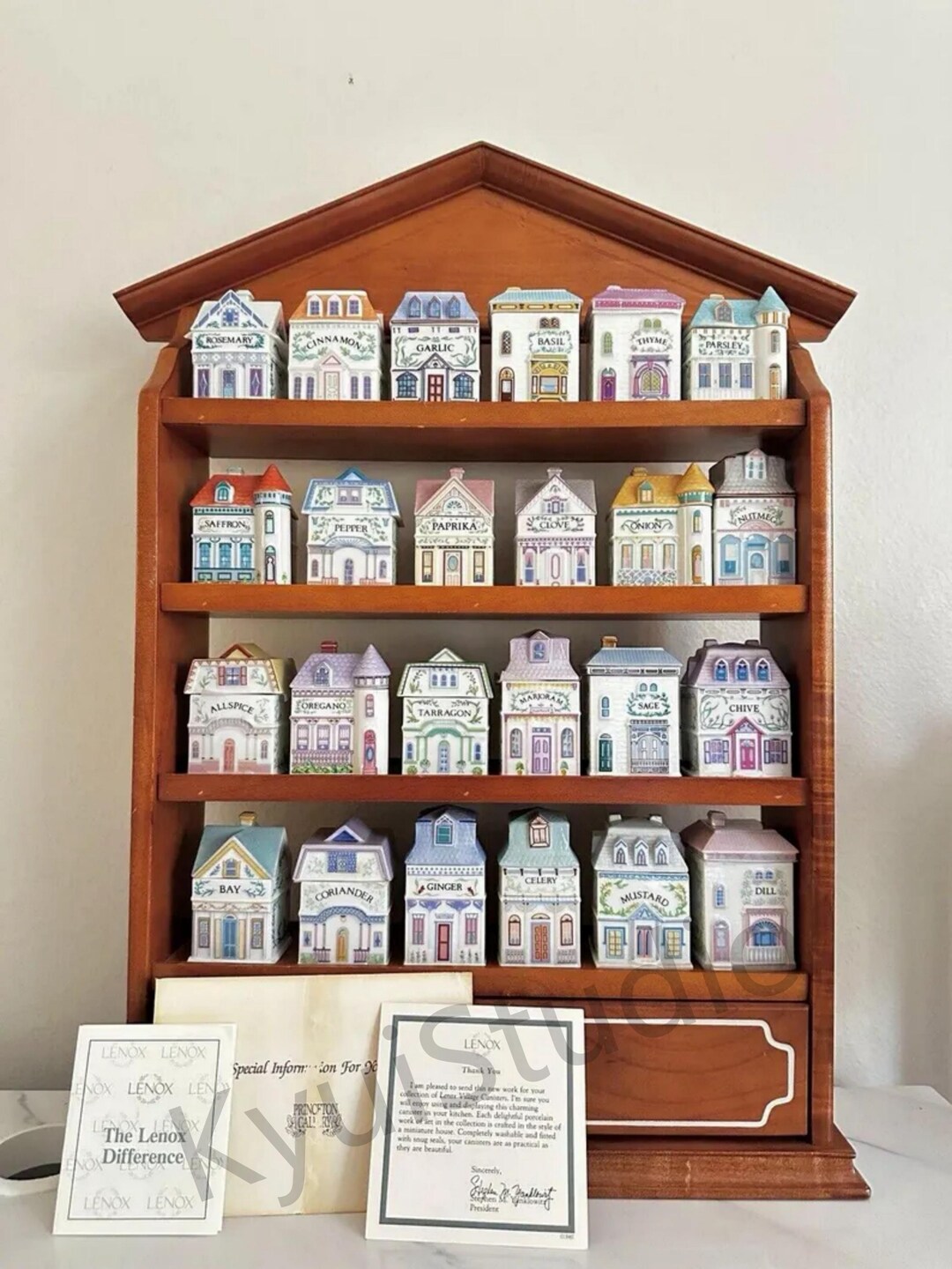 Vintage Lenox Spice Village & Rack Complete Set 24 Porcelain Taiwan ...