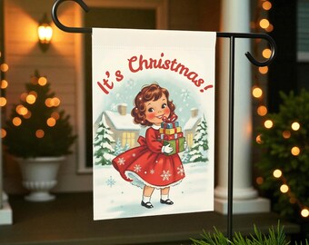 Vintage Little Girl Christmas Garden Flag