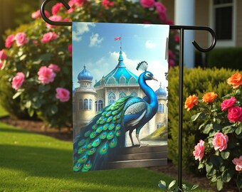 Vibrant Peacock Garden Flag, Bird House Banner
