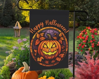 Jack-o-lantern Halloween Garden Flag, Fall Holiday House Banner