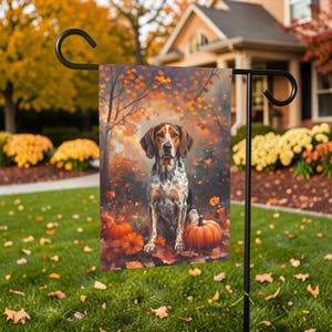 Fall American English Coonhound With Pumpkins Autumn Garden Flag