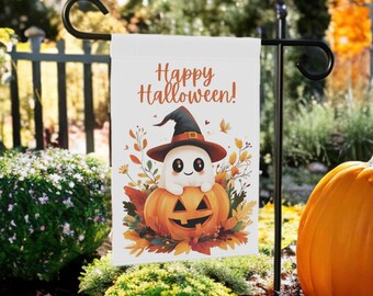 Ghost Jack-o-Lantern Garden Flag, Halloween Yard Decor