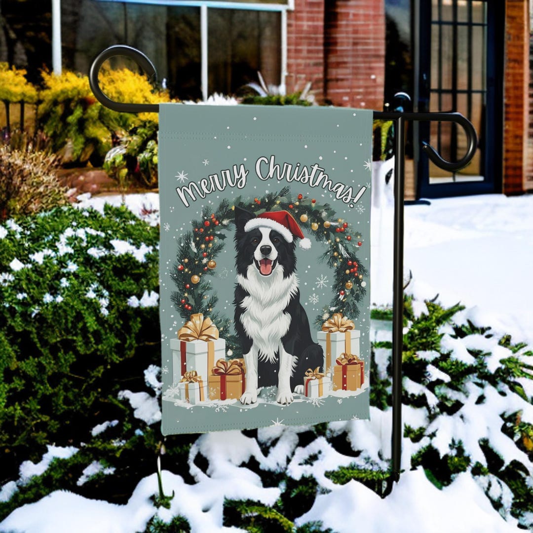 Merry Christmas Border Collie Garden Flag, Holiday Dog House Banner - Etsy