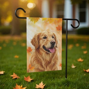 Fall Colors Golden Retriever Garden Flag, Golden Retriever House Banner