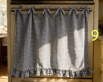 Handmade Boho Oven Skirt | with Ruffled Trim & Ribbon Ties - Farmhouse Kitchen Decor, Cottagecore Stove Handle Cover