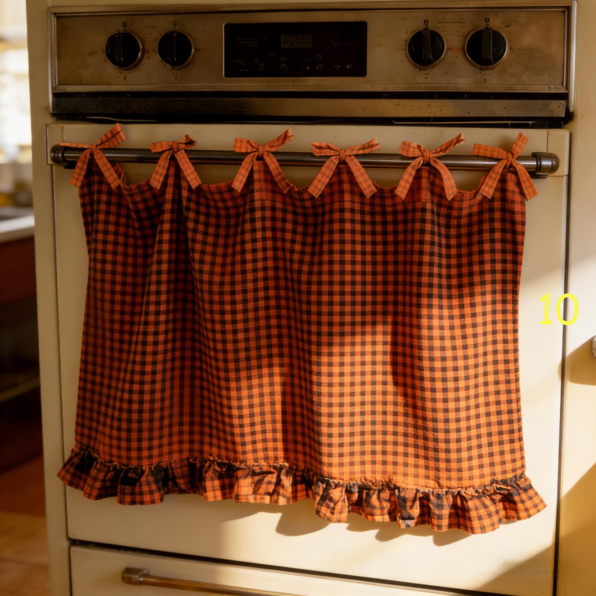 Oven Ribbon Handmade Boho Oven Skirt | With Ruffled Trim & Ribbon Ties - Farmhouse ...