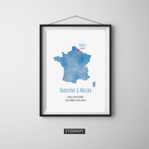 Engagement Couple Gift | Personalized Map Poster | Decorative Wedding Poster | Anniversary Souvenir | Instant Download