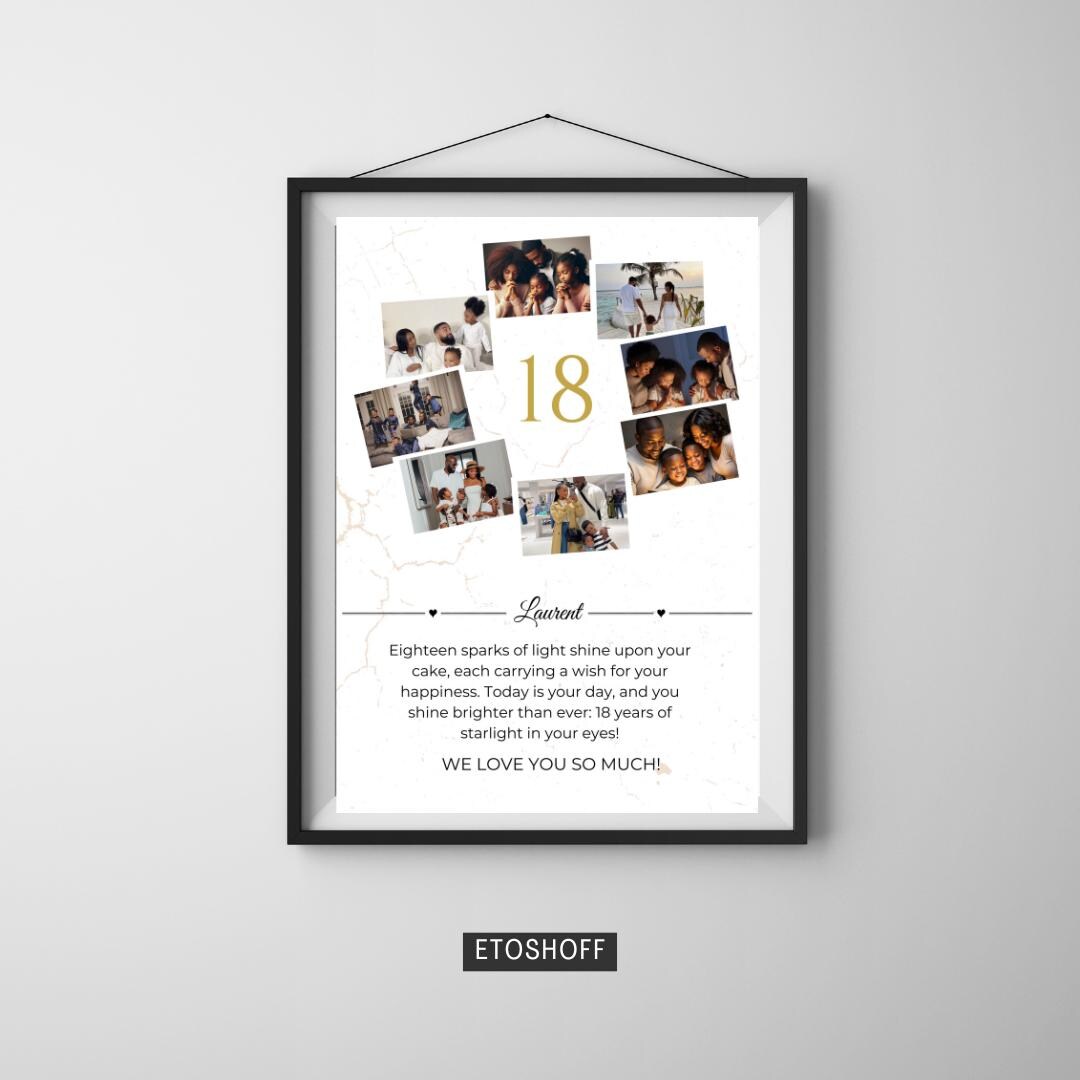 Personalized 18th Birthday Gift | 18th Birthday Photo Collage | Unique