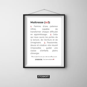 Teacher definition poster | End of year school gift | Teacher thank you poster | Original personalized souvenir