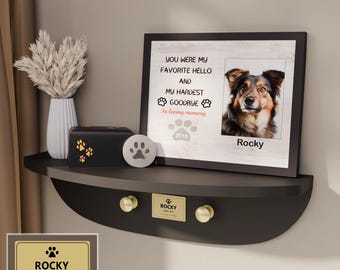 Personalized Pet Memorial Shelf, Engraved Nameplate, Dog Memorial Plaque, Dog Urn Holder, Pet Loss Gift