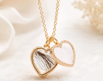 Custom Pet Hair Heart Necklace, Dog Fur Keepsake Pendant, Pet Loss Jewelry