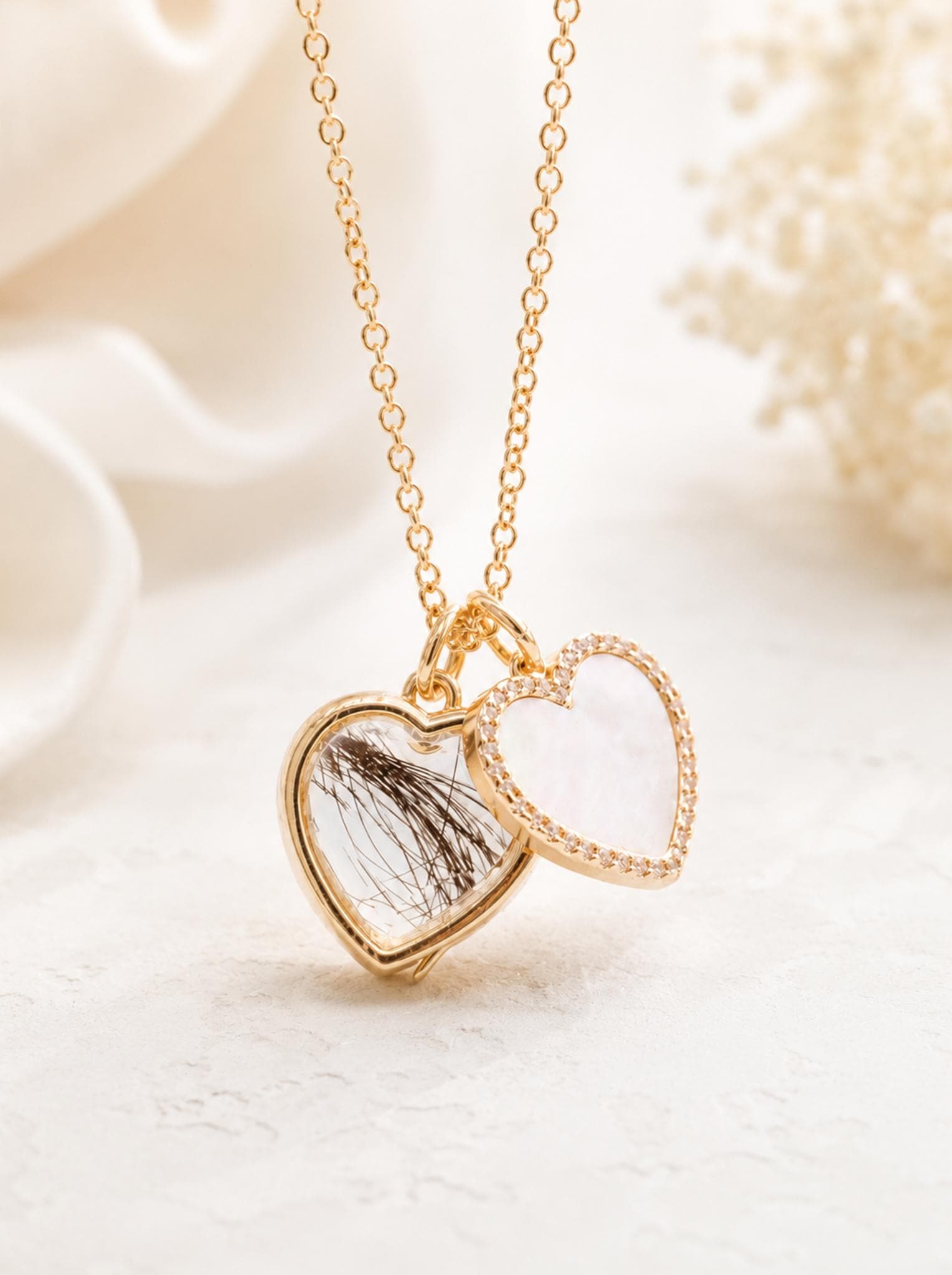 Custom Pet Hair Heart Necklace, Dog Fur Keepsake Pendant, Pet Loss Jewelry