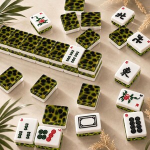 Green Mahjong Tile With Turtle Shell Pattern, 1.4"x1.0"x0.6" American Mahjong Acrylic Tiles, Vintage Style Mahjong Gift| 166 Piece