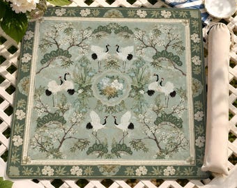 Tappetino da Mahjong con gru e fiori di ciliegio, copritavolo da gioco tradizionale giapponese, elegante complemento d'arredo in stile asiatico, idea regalo.