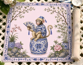 Tappetino da Mahjong con design a scimmia / Protezione per tavolo Preppy Palm Beach e Playma, regalo unico per gli amanti del Mahjong per donne