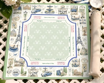 Elegant Mahjong Mat With Vintage Travel Theme, European Landmark Game Board, Premium Table Game Surface, Unique Gift For Mahjong Players