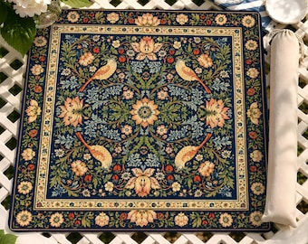 Tappetino da Mahjong in stile William Morris, tappetino da gioco vintage con fiori e uccelli, decorazione tessile Art Nouveau, accessori di lusso quadrati per Mahjong