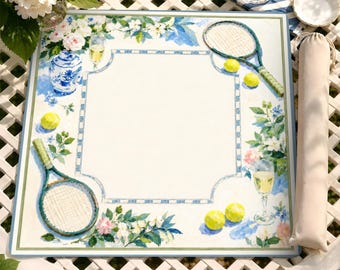 Tappetino da Mahjong in stile Chinoiserie con decorazioni floreali e a tema tennis, copritavolo di lusso per serate di gioco, regalo unico per proteggere il piano del tavolo