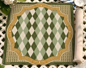 Tappetino da gioco Mahjong di lusso con motivo a rombi e canne, elegante tappetino quadrato per tavolo da Mahjong per serate di gioco, decorazione moderna per giochi da tavolo