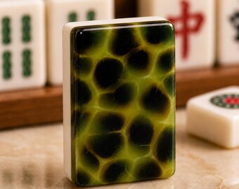 Green Mahjong Tile With Turtle Shell Pattern, 1.4"x1.0"x0.6" American Mahjong Acrylic Tiles, Vintage Style Mahjong Gift| 166 Piece