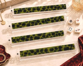 Luxury Tortoise Mahjong Rack Set, Acrylic Clear Green Design Mahjong Tile Holder, Unique Mahjong Gift Tableware Decor