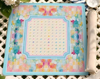 Tappetino da Mahjong vivace per serate di gioco, superficie di gioco con design astratto colorato, copritavolo antiscivolo per Mahjong, regalo unico per gli amanti dei giochi da tavolo