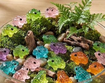 Miniature Translucent Resin Frogs, Colorful Terrarium Decor, Micro Landscape Animals