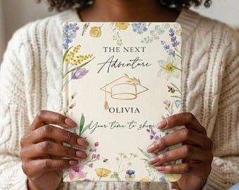Gepersonaliseerd afstudeerdagboek, notitieboekenset met botanische bloemen, klasse van 2026 Keepsake