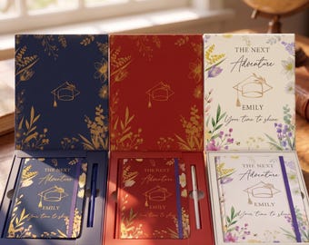 Gepersonaliseerde afstudeernotitieboekenset met pen, Botanical Floral Journal