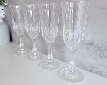 Vintage Crystal Wine Glasses  Set of 4 Elegant Cut Stemware