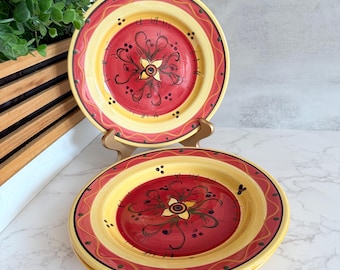 Vintage Southwestern Dinner Plates: Handcrafted Maison Fleur Stoneware, Set of 3