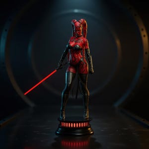 Red and black dark side female villain 3D printable model