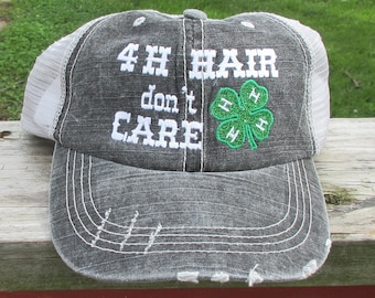 4-H Hair don't care embriderd glitter hat