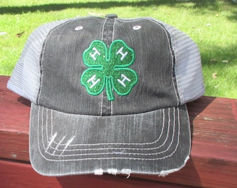 4-H Glitter Clover Hat Embroidred