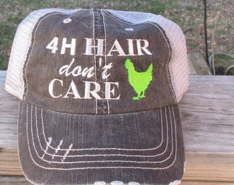 4H Hair don't Care  Embroiderd Hat