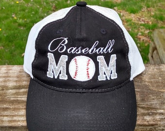 Baseball Mom Trucker hat Appliqued Embroidered