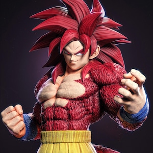 Goku Dragon Ball Resin Figure – Hand Painted Collectible Statue – Custom Display Figurine – High Detail Fan Art Model - Goku SSJ4 Figure