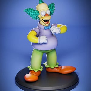 Hand Painted Krusty the Clown Figurine – Custom Simpsons Collectible – Unique Handmade Gift for Classic Cartoon Fans - Collectible Gift