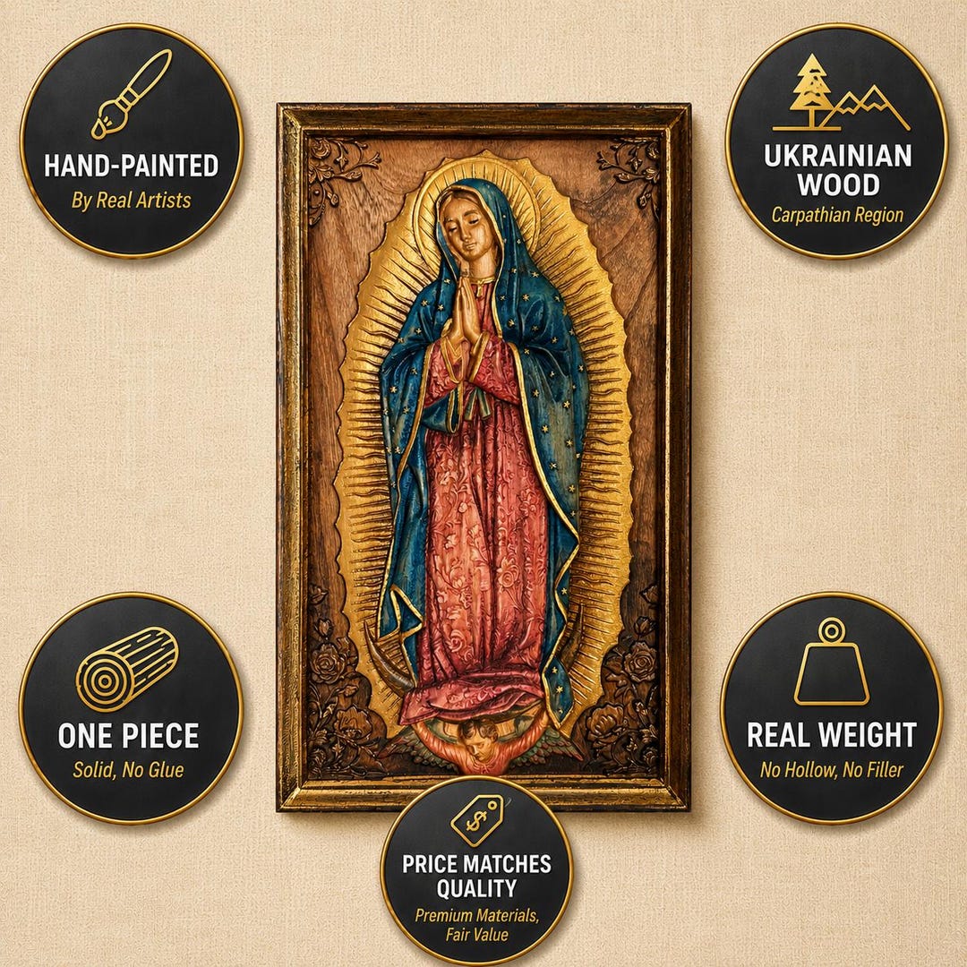 Our Lady of Guadalupe Wooden Icon | Virgin of Guadalupe | Hand-painted ...