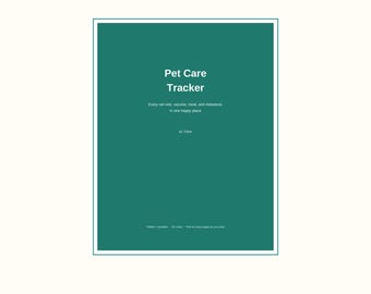 Pet Care Tracker, Puppy Journal, Cat Health Record, Vet Visit Log, Printable PDF