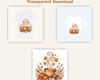 Fall Coffee PNG Sublimation Design | Pumpkin Spice Autumn Shirt Clipart