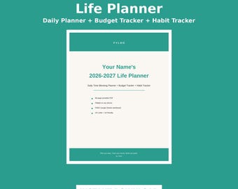 Notion Life Planner Template, All in One Dashboard, Goals Tasks Habits Tracker, Digital Download