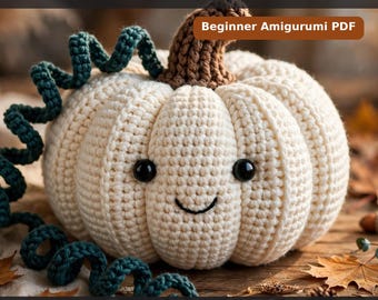Ghost Pumpkin Crochet Pattern PDF, Halloween Amigurumi Plush Tutorial, Cute Spooky Pumpkin Pattern, Beginner Crochet Project