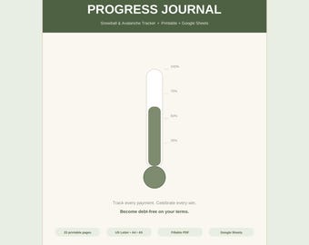 Debt Payoff Progress Journal Printable, Debt Snowball and Avalanche Tracker, Google Sheets Debt Planner, Financial Workbook