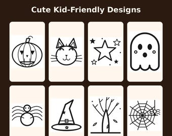 Pumpkin Carving Stencils for Kids, 25 Halloween Templates, Jack O Lantern Patterns, Printable PDF