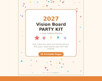 2027 Vision Board Party Kit | New Year Goal Setting Planner (Digital Download)